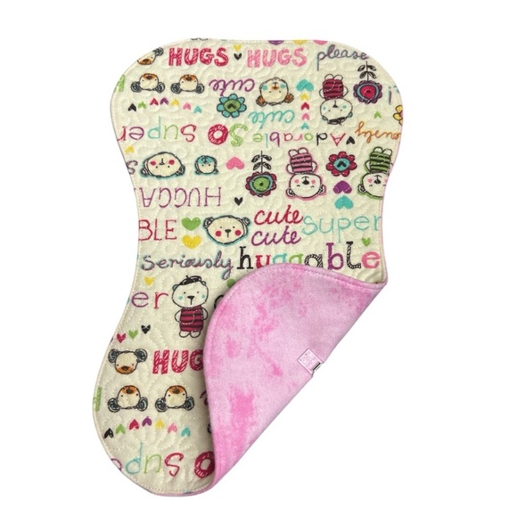 Hand Crafted Flannel Burp Cloth Contoured Padded Fabric Quilted Reversible - Picture 7 of 9